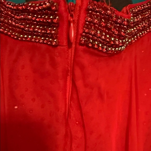 Sherri Hill Red High Low Dress studded shorts for prom - SHORTS Glam - Picture 11 of 16